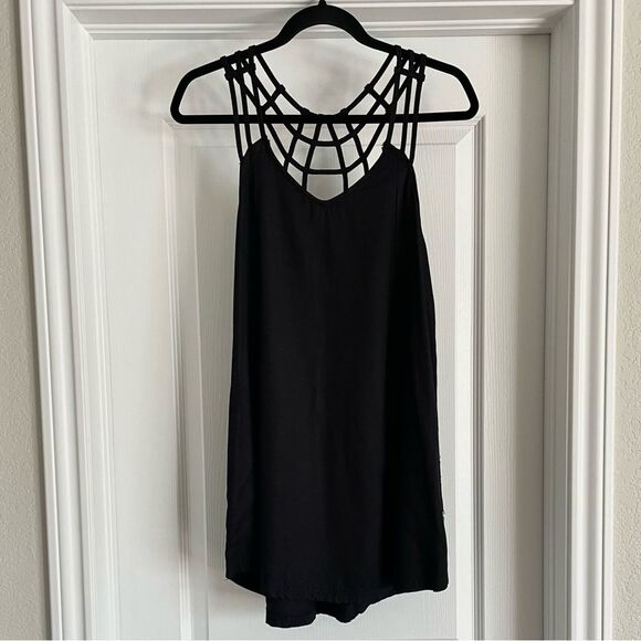 💠 RVCA Maris Black Strappy Cage Mini Shift Dress Size S - Picture 5 of 14